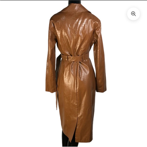 🐪🤎DONATED Misssguided Vegan Croc Pattern Trench Coat. Well made item - Picture 3 of 6